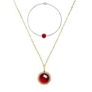 KONPJE Carnelian Necklace Bracelet A Set Carnelian Jewelry for Women Beaded Gems